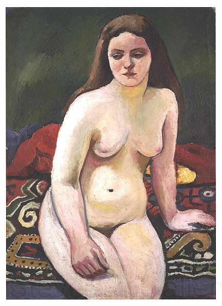 August Macke Female nude at a knited carpet France oil painting art